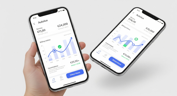 Mobile Autolux-App zur Service- und Rechnungsverfolgung